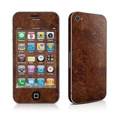 iPhone 4 / 4S Skin Cover Geh�use Design Schutzfolie, Sticker + Bumper Skin Set und Wallpaper - Holz Design Folie Dark Burlwood