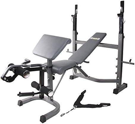 Body Champ Body Champ BCB5860 Olympic Weight Bench with Preacher Curl, Leg Developer, and Crunch Handle