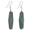 Handmade Green Serpentine Silver Dangle Earrings