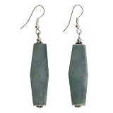 EXP Handmade Green Serpentine Silver Dangle Earrings