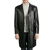 IMAGE OF BGSD Men's New Zealand Lambskin Leather Walking Coat - Black Large