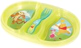 The First Years 2 Winnie The Pooh Sava Semi Disposable Double Duty Plates & Fork