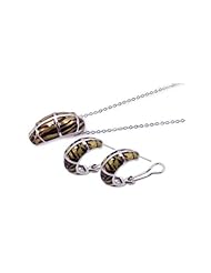 Nickel Free Sterling Silver Pendant & Earring Sets Brown Zebra Design Set