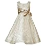 Rare Editions Girls 7-16 GOLD SEQUIN EMBROIDERED SHEER OVERLAY SIDE KNOT TIE Special Occasion Wedding Flower Girl Holiday Party Dress