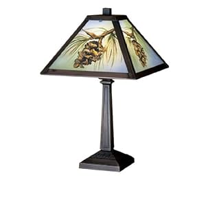 16 Inch H Pinecone Reverse Painted Accent Lamp Table Lamps by Meyda
