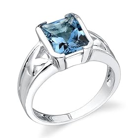 Sterling Silver 3.50 cts Radiant Cut London Blue Topaz Ring Size 9 by Peora