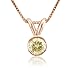 14k Rose Pink Gold Solitaire Yellow Orange Diamond Pendant Necklace - 0.25 carat