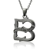 Men's Black Sterling Silver Alphabet Initial B Black Diamond Pendant Necklace - 0.07 carat