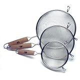 Wood Handle Steel Strainer Set of 3 by 