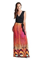 Sleeveless Belted Chevron Print Dots Print Polyester/Spandex Maxi Dress 