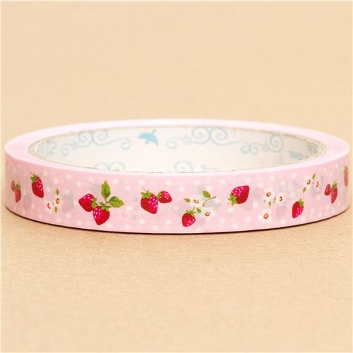 pink strawberry Scotch Deco Tape from Japan dots cute