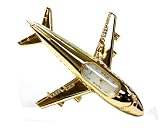 Airplane Shaped Gold Colored Clock - Decorative Clock