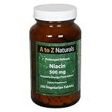 A to Z Naturals Niacin, Vegetarian Tablets, 500 mg, 250 tablets