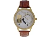 Charles Conrad CC-0500G Gents Gold Ingot White Dial Brown Leather Strap Watch