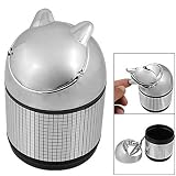 Amico Cylindrical Cigar Ashtray Cigarette Ash Tray Silver Tone Black