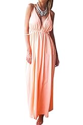 V-neck Polyester Backless Slit Goddess Midi Dress 