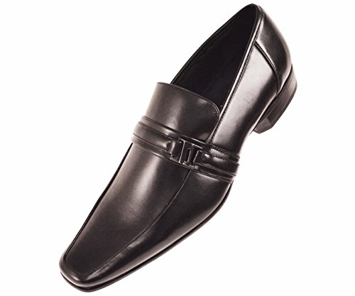 Amali Mens Black Smooth Moc Toe Step In Loafer Dress Shoe: Style 8001-000