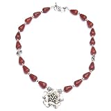 Handmade Chain Necklace Silver Amulet Carnelian Jewelry 19 Inches