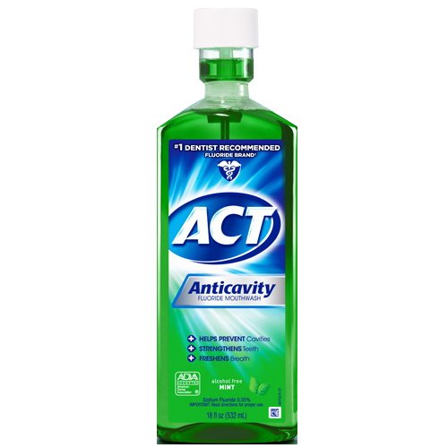 ACT Anticavity Fluoride Rinse Mouthwash, Mint, Alcohol Free, 18Ounce Bottle (Pack of 6 ) (2008