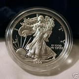1999 AMERICAN SILVER EAGLE PROOF $1 DOLLAR COIN W/BOX