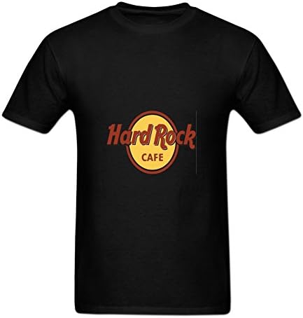 Goonowe Mens Hard Rock Cafe Graphic Printing O-Neck Tee T-Shirt L Black