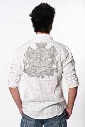 Indigo Star Long Sleeve Plaid Shirt Crosses and Lions Crest