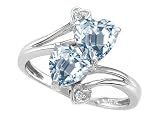 2.01 cttw 10k Gold Genuine Heart Shape Aquamarine and Diamond Ring - White or Yellow Gold