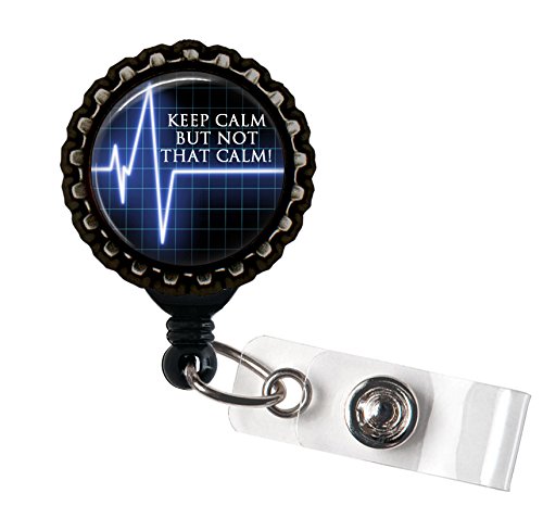 Keep Calm, Not That Calm Blue Black Retractable ID Tag Badge Reel