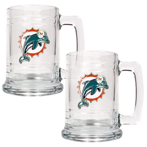 Miami Dolphins Set of 2 Beer Mugs