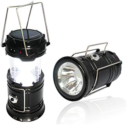 Updated Portable Outdoor LED Camping Lantern Divine LEDs ,Battery／Solar／Chargeable Powered, for Hiking, Emergencies, Hurricanes, Outages, Storms, Camping - Collapsible Multi Purpose (1 Pack Black)