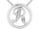 DIAMOND ACCENT INITIAL R STERLING SILVER SLIDE WITH CHAIN