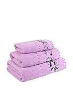 Flor De Algodón Juego De Toallas Asia2 (Lila)