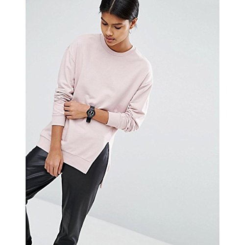 エイソス アウター パーカ＆スウェット ASOS Longline Sweatshirt With Front Spli Blush [並行輸入品]