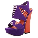 Tottie1 Cutout Colorblock Platform Heels PURPLE