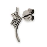 18K White Gold Oxidized Diamond Accent Bat Wing Gothic Single Earring (0.02 cttw, G-H Color, VS2-SI1 Clarity)