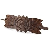 Hand Carved Sono Wood Hair Pin Barrette - Zodiac Sun Fleur - 4.5