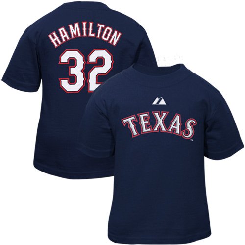 MLB Infant/Toddler Boys' Texas Rangers Josh Hamilton Pullover Tee with Name & Number (Navy, 18 Months)