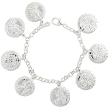 Sterling Silver St. Joseph Pendant Bracelet, 1 (25mm) wide