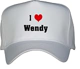 I Love/Heart Wendy White Hat / Baseball Cap