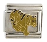 SilverBin Enamel Paint Jungle Yellow Tiger Stainless Steel Italian Charm Link