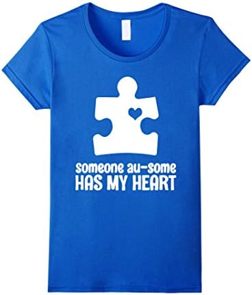 Women's SOMEONE AU-SOME HAS HEART-AUTISM AWARNESS SHIRT Large Royal Blue