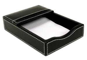 Rustic Genuine Black Leather 4"x6" Memo Holder