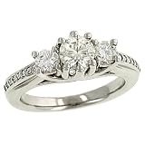 3 Round Diamond Engagement Ring w/ Pave Sides 1.06cttw