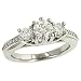 3 Round Diamond Engagement Ring w/ Pave Sides 1.06cttw
