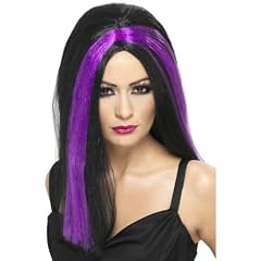 Hexenper�cke Per�cke Hexe Halloween Schwarz/Lila