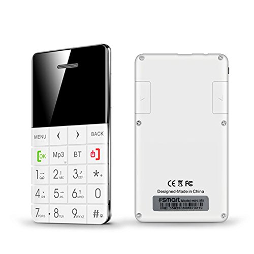 FsmartÂ®Q5 Pedometer Mini Cell Phone 0.96  Oled Screen Credit Card Size Mini Phone Best Dialer Partner for All Types Tablet Smart Phone(White))