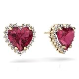 14K Yellow Gold Heart Tourmaline Earrings