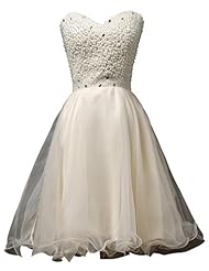 Strapless Cocktail Short  Beaded Lace-Up Sweetheart Acrylic/Organza/Satin  Ball Gown  Dress