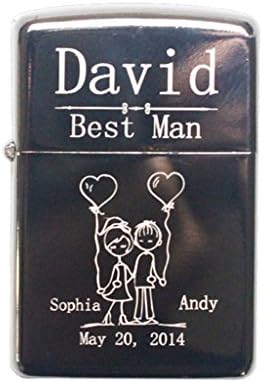Personalized Engraved Windproof Lighter Fun Gadget Gifts Groomsmen Gift Best Man Gift Wedding Favor Birthday Gift Fathers' Day Gift - Balloon Wedding (Blue Ice)