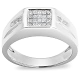 14k White Gold Men's Square-Cut Diamond Ring (1/2 cttw, H-I Color, I1-I2 Clarity)